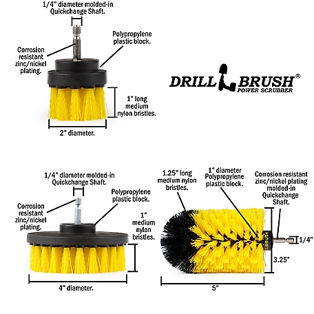 Drillbrush 3 pc. Bathroom Accessories Cleaning Set, Clean Tile & Grout, Shower  Cleaning Supplies, Y-S-42J-QC-DB at Tractor Supply Co.