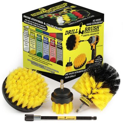 Drillbrush Medium Stiffness Drill Brush Kit with Extension, Bathroom Cleaner, Grout Cleaner, Tile Cleaning, Y-S-42O-5X-QC-DB