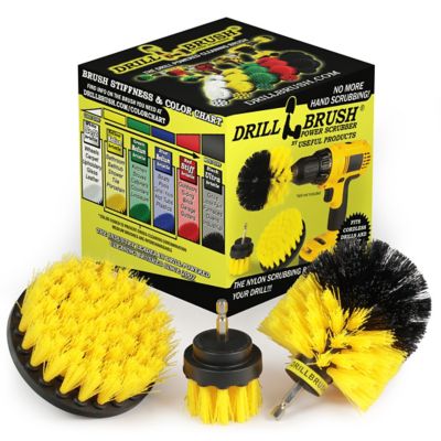 Drillbrush 3 pc. Grout Drill Brush Set, Bathroom Surfaces Tub, Shower, Tile & Grout All Purpose Power Scrubber Cleaning Kit