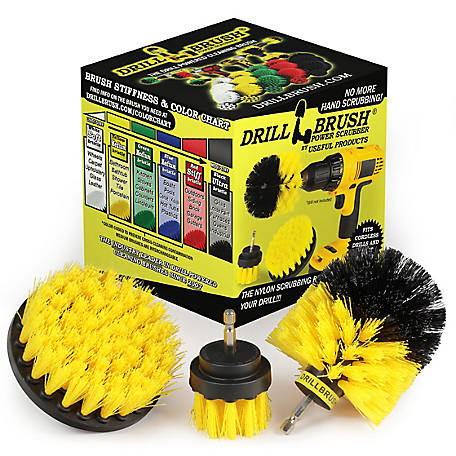 Drillbrush 3 pc. Grout Drill Brush Set, Bathroom Surfaces Tub, Shower, Tile & Grout All Purpose Power Scrubber Cleaning Kit