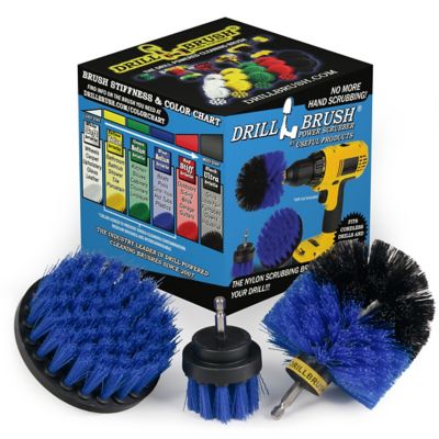 Drillbrush 3 pc. Kayak Cleaning Kit, Boat, Marine Scrub Brush Attachment for Drill, Pool Brush, B-S-42O-QC-DB