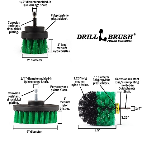 Drillbrush 4 pc. Shower Cleaning Rotary Drill Brush Kit, Power Brush  Scrubber for Bathroom, Grout Cleaning, Y-S-E42O-QC-DB at Tractor Supply Co.