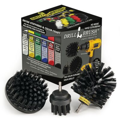 Drillbrush Industrial Brush, Baked on Food Remover, Smokers & Grills, BBQ Cleaning Kit, Stain Remover, K-S-42O-QC-DB