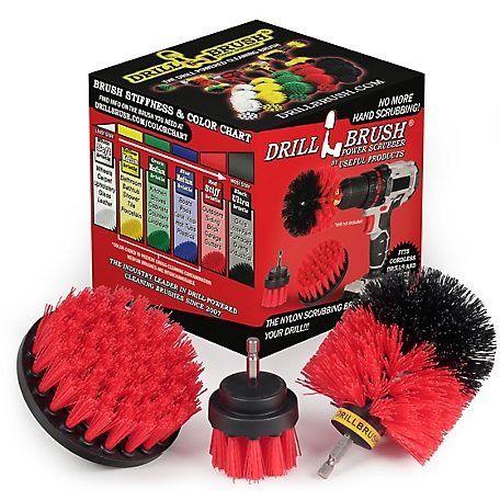 Drillbrush Heavy Duty Stiff Bristle Scrub Brush Cleaning Kit, Concrete & Siding Cleaner, Hard Water Stain Remover Brush