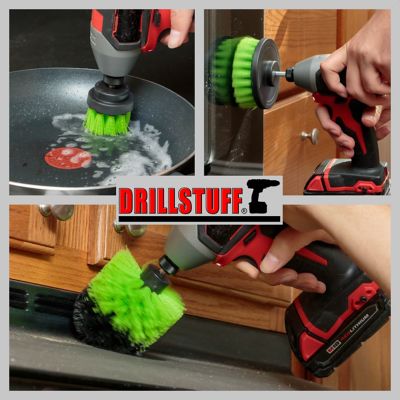 Image showing  3 pc. Kitchen Spin Brush Attachment Kit, Household Cleaners, Countertop, Stove, Oven, Sink, Trash, N-S-42O-QC-DS