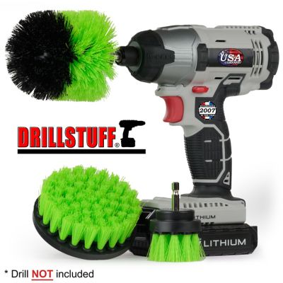 Image showing  3 pc. Kitchen Spin Brush Attachment Kit, Household Cleaners, Countertop, Stove, Oven, Sink, Trash, N-S-42O-QC-DS