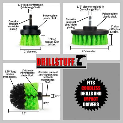 Image showing  3 pc. Kitchen Spin Brush Attachment Kit, Household Cleaners, Countertop, Stove, Oven, Sink, Trash, N-S-42O-QC-DS