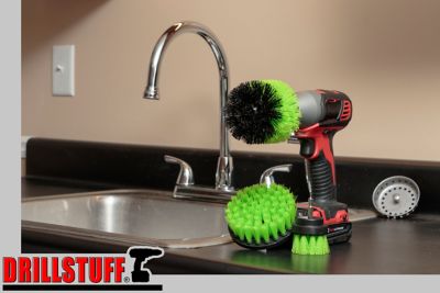 Image showing 5 th Drillstuff 3 pc. Kitchen Spin Brush Attachment Kit, Household Cleaners, Countertop, Stove, Oven, Sink, Trash, N-S-42O-QC-DS