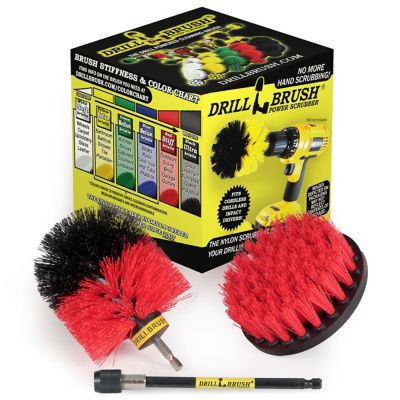 Drillbrush Granite Cleaner, Stiff Bristle Set, Mold, Mildew, Algae, Water Fountain, Deck Brush, Headstones, R-S-4O-5X-QC-DB