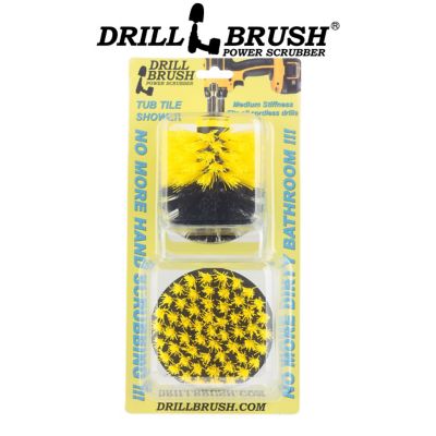 Drillbrush 2 Piece Shower Cleaning Set, Quick Change Shaft Shower, Tub, & Tile Power Scrubber Brush, Y-S-4O-QC-DB
