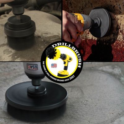 Image showing  3 Piece Ultra Stiff Drill Powered Cleaning Brushes Used for Heavy Duty Industrial Stripping, K-S-542-QC-DB