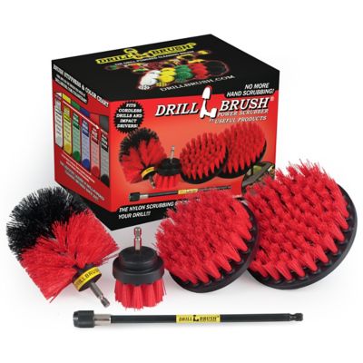 Drillbrush Stiff Bristle Power Scrubber Cleaning Kit with Extension, Patio, Deck Brush, Garden Statues, Headstones