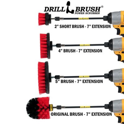 Drillbrush 3 Piece Outdoor Power Scrubber Kit | Red Stiff Bristle Brushes For Patio, Deck & Concrete - View #14