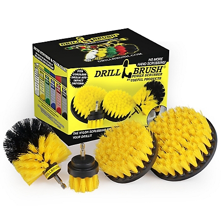 Drillbrush 4pc. Nylon Power Brush Tile & Grout Bathroom Cleaning Scrub Brush Kit, Power Scrubber Drill Brush Kit, Y-S-542O-QC-DB