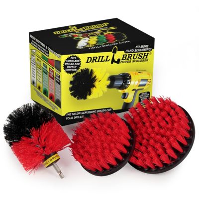 Drillbrush Stiff Bristle Scrubber Kit, For Horse, Ranch, Farm, Barn, Rubber Mat, Water Trough, Fountain, Feed Buckets