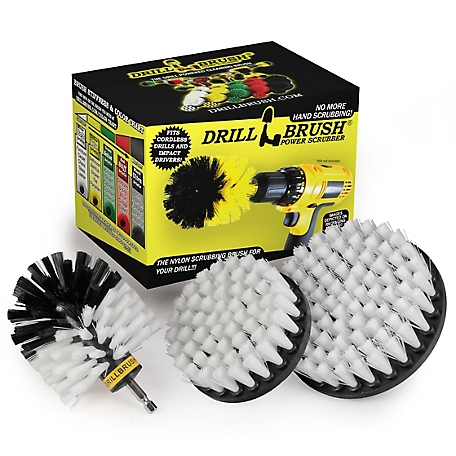Drillbrush Car Detailing 3 pc. Kit, Upholstery Cleaning, Glass Polisher, Wheel Cleaning, Soft Bristle Brushes, W-S-54O-QC-DB