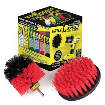 Drillbrush Stiff Bristle Scrubber Set, Farm, Horse, Barn, Concrete Pools, Concrete, Rubber Mat, Fountain, Brick, R-S-5O-QC-DB