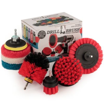 Drillbrush Heavy Duty Scouring Pads & Scrubber Brush Set, Outdoor Cleaning Drill Brush Power Scrubber, R-S-E42O-P4-WRB-3V-QC-