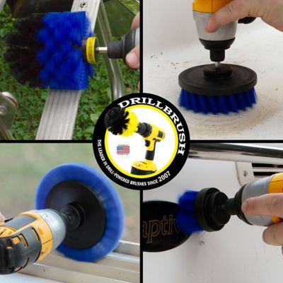 Image showing  4 Piece Boat Cleaning Drill Brush Attachment Set, Personal Watercraft Detailing, Fiberglass Hull, Kayak, Deck Brush