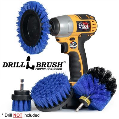 Image showing  4 Piece Boat Cleaning Drill Brush Attachment Set, Personal Watercraft Detailing, Fiberglass Hull, Kayak, Deck Brush