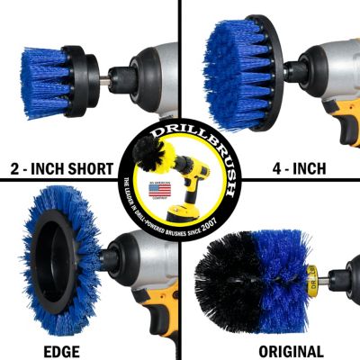 Image showing 6 th Drillbrush 4 Piece Boat Cleaning Drill Brush Attachment Set, Personal Watercraft Detailing, Fiberglass Hull, Kayak, Deck Brush