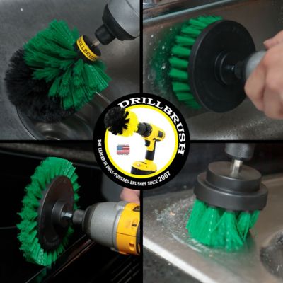 Image showing  4 Piece Drill Power Kitchen Scrub Brush Kit, Oven Cleaning, Dishes, Stove Cleaning, G-S-E42O-QC-DB