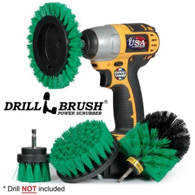 Image showing  4 Piece Drill Power Kitchen Scrub Brush Kit, Oven Cleaning, Dishes, Stove Cleaning, G-S-E42O-QC-DB