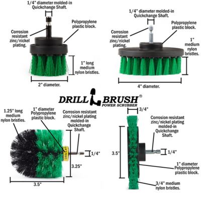 Image showing  4 Piece Drill Power Kitchen Scrub Brush Kit, Oven Cleaning, Dishes, Stove Cleaning, G-S-E42O-QC-DB