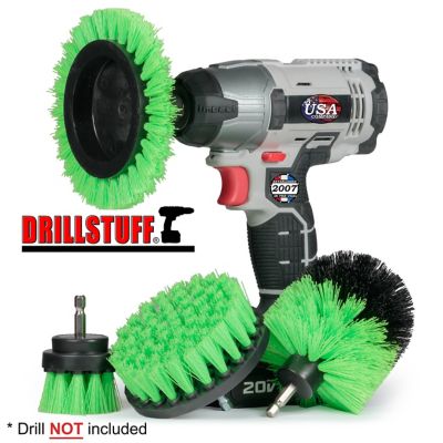 Image showing  4 pc. Medium Stiffness Tile Grout Brushes for Drill, Kitchen Cleaning Set, Oven Cleaner, N-S-E42O-QC-DS