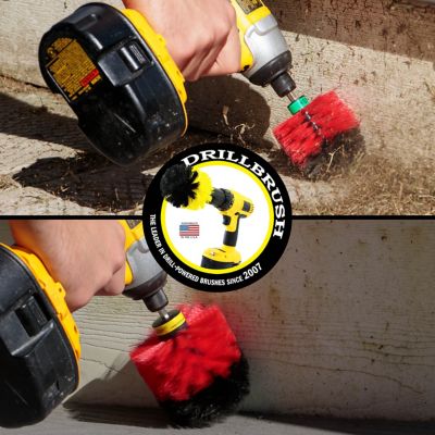 Image showing  2 Piece Patio & Deck Cleaning Set, Stiff Bristle Drill Powered Brush Attachments, Garden Statues, R-S-MO-QC-DB