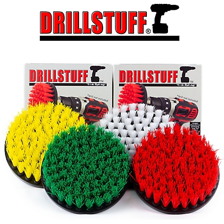 Drillstuff Power Scrubber Brush Multi Use Kit, Grout Cleaner, Tile Cleaner, Deck Brush, 5IN-S-GRWY-QC-DS