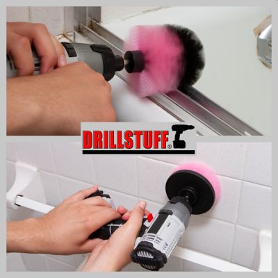 Image showing  2 Piece Spin Scrubber Bathroom Set, Shower Cleaning Brush, Sinks, Tub, Shower Stall, Flooring, Baseboards, Tile