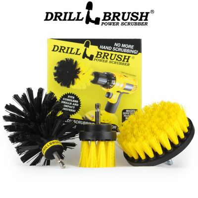 Drillbrush BBQ Grill Cleaning 2 Piece Mini Size Black Ultra Stiff Rotary Cleaning Drill Brushes used for Lodge Fireplaces, Furnaces, Baked-On Food, An