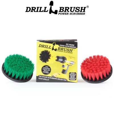 Drillbrush Indoor/Outdoor Medium & Stiff 4 in. Round Spin Brush Combo Kit, Stove, Oven, Sink, Grout Cleaner, Outdoor Rug