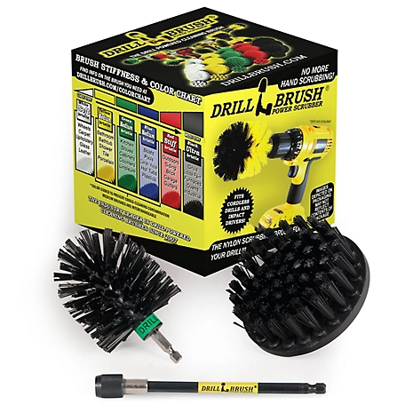 Drillbrush Ultra-Stiff BBQ Cleaning Kit with Long Reach Extension, BBQ Smokers, Grills, & Fireplace Grates, K-S-4M-5X-QC-DB