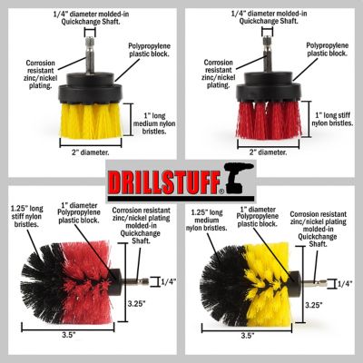 Image showing  Stiff Bristle Deck Brush, Concrete, Grout Scrub Brush, All Purpose Bathroom Drill Brushes for Cleaning Shower