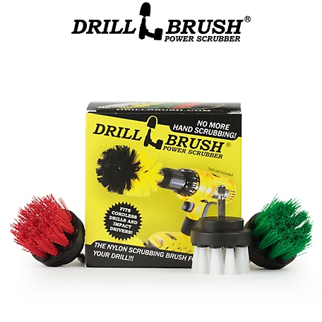 Drillbrush Kitchen Cleaning Dish Brush, Glass Shower Door, Glass Cleaner, Leather, Upholstery Brush, Patio, 2IN-S-GRW-QC-DB