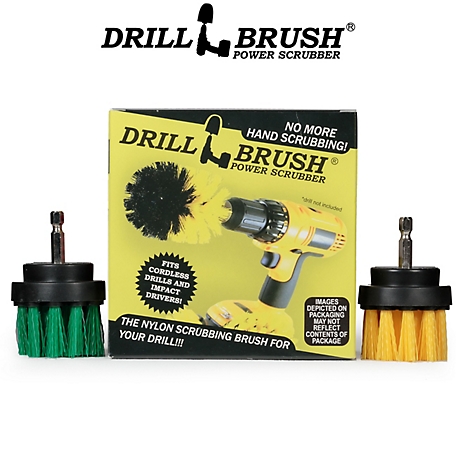 Drillbrush 2pc. Indoor Power Spin Brush Set, Kitchen, Cast Iron Skillet, Oven Cleaner, Baking Pan, Grout Cleaner, 2IN-S-GY-QC-DB