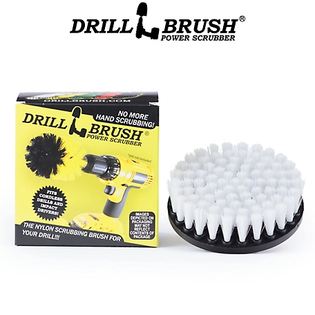 Drillbrush Auto Detailing Flat Scrub Brush with qt.er in. Quick Change Shaft, Glass, Wheels, Upholstery, 5IN-S-W-QC-DB