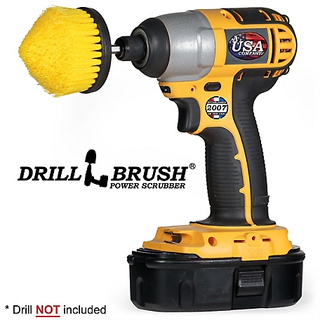 Drillbrush Yellow Corner Brush, Medium Bristles, Cone Shaped, Bathroom Cleaning, C-S-Y-QC-DB