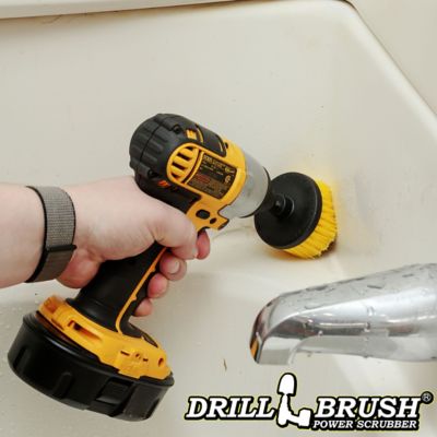 Image showing  Yellow Corner Brush, Medium Bristles, Cone Shaped, Bathroom Cleaning, C-S-Y-QC-DB