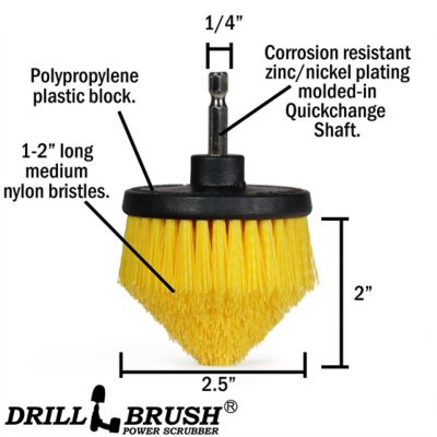 Image showing  Yellow Corner Brush, Medium Bristles, Cone Shaped, Bathroom Cleaning, C-S-Y-QC-DB