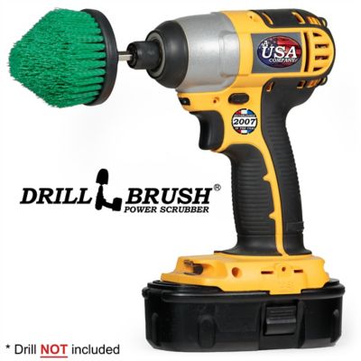 Drillbrush Green Corner Brush, Medium Bristles, Cone Shaped, Kitchen Cleaning, C-S-G-QC-DB