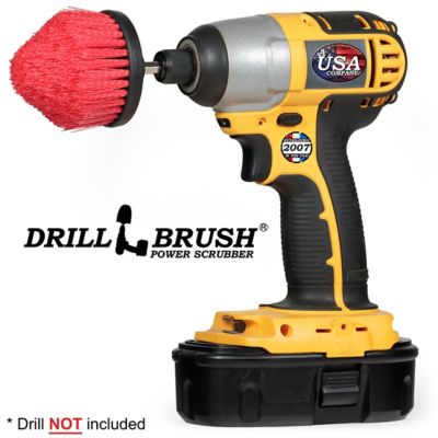 Drillbrush Red Corner Brush, Stiff Bristles, Cone Shaped, Outdoor & Patio Cleaning, C-S-R-QC-DB