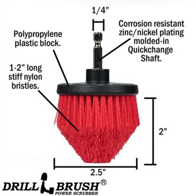 Image showing  Red Corner Brush, Stiff Bristles, Cone Shaped, Outdoor & Patio Cleaning