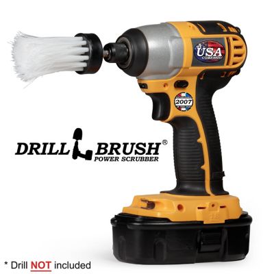 Image showing  1 in. White Brush, Soft Stiffness, Long Bristles, Home & Auto Spot Cleaning, 1IN-L-W-QC-DB