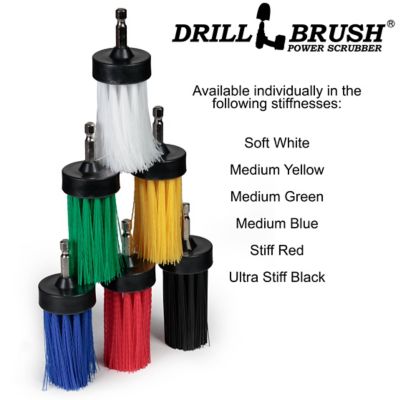 Image showing 5 th Drillbrush 1 in. White Brush, Soft Stiffness, Long Bristles, Home & Auto Spot Cleaning, 1IN-L-W-QC-DB