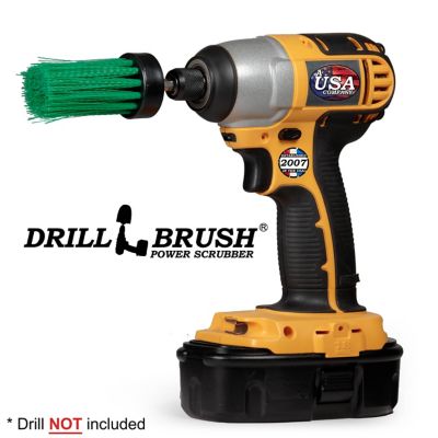 Image showing  1 in. Green Brush, Medium Stiffness, Long Bristles, Kitchen Spot Cleaning, 1IN-L-G-QC-DB