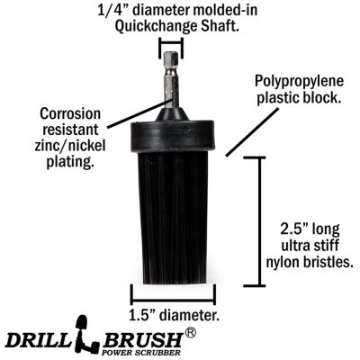 Image showing  1 in. Black Brush, Ultra Stiff Stiffness, Long Bristles, Grill & Industrial Spot Cleaning, 1IN-L-K-QC-DB