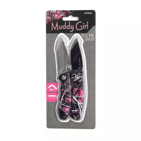 Mossy Oak 2.375 in 2 pieces Muddy Girl Folding Knife Set Knives